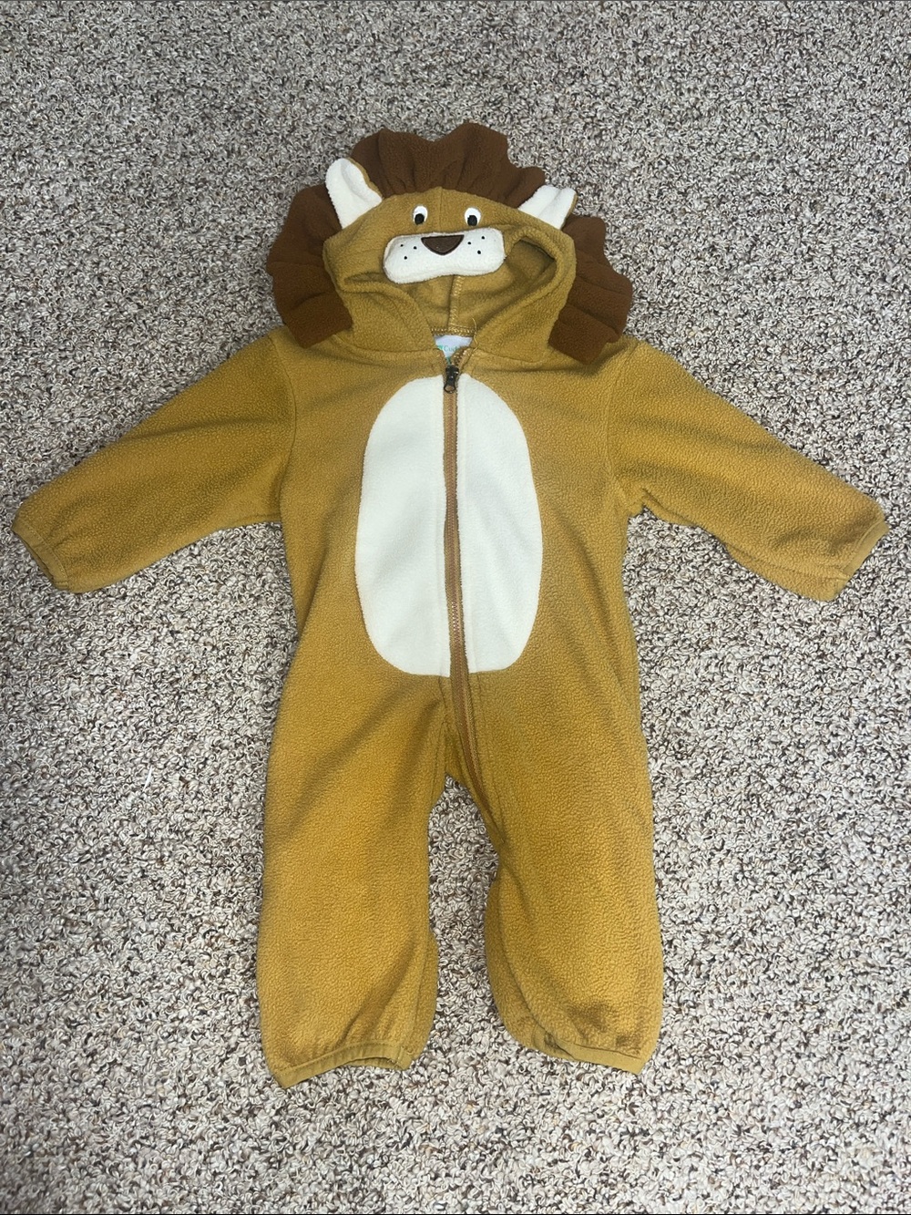 Kids Lion Hooded Fleece Costume - Mustard